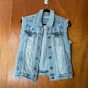 Embroidered Denim Vest